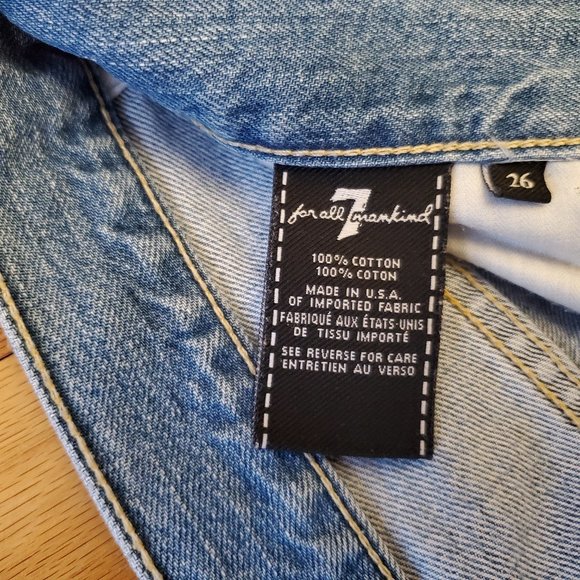7 For All Mankind Jeans Women 26 30x27 Blue Denim Button Fly 90s Mom Made in USA - Picture 6 of 14
